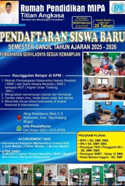 Pendaftaran Siswa Baru KPM RPM Titian Angkasa Dibuka, Biaya Seikhlasnya!